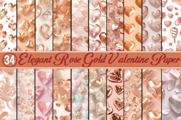 Download Elegant Rose Gold Valentine Paper Bundle - Elegant rose Collection