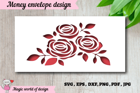 Download Elegant Rose Design Money Envelope Svg - Elegant rose Collection