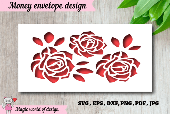 Download Elegant Rose Design Money Envelope Svg - Elegant rose Collection