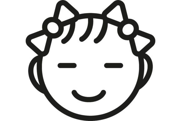 Download Smiling Girl with Bows Line Icon. Smiley - Smiling girl Collection