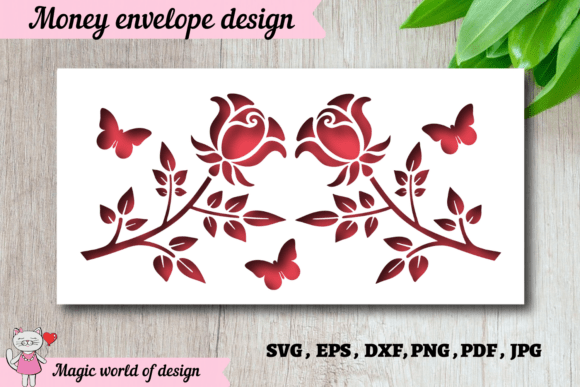 Download Elegant Rose Design Money Envelope SVG - Elegant rose Collection