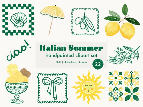 Download Italian Summer Mediterranean Clipart Set - Premium Bundle