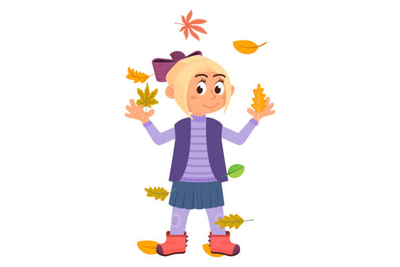 Download Smiling Girl Under Falling Leaves. Autumn - Smiling girl Collection